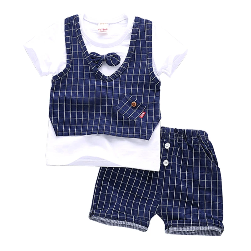 baby boy gentleman suit summer clothes set newborn infant clothing 2 piece t-shirt + shorts little man outfit for boys 2019 |