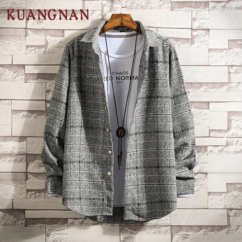 KUANGNAN Japan Style Plaid Flannel Shirt Men Streetwear Men Shirts Casual Slim Fit Korean Men Shirt Long Sleeve XXXL 2019 New
KUANGNAN Japan Style Plaid Flannel Shirt Men Streetwear Men Shirts Casual Slim Fit Korean Men Shirt Long Sleeve XXXL 2019 New