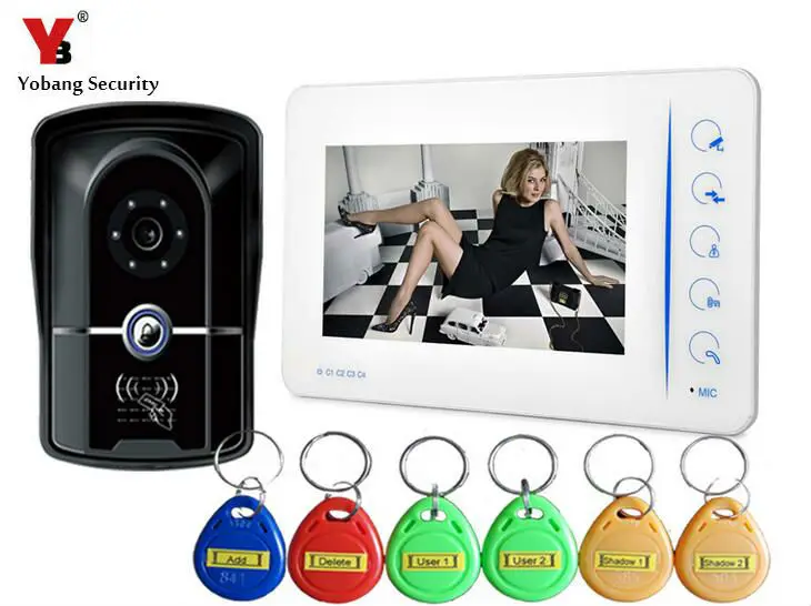 Yobang Security 7 Inch Night Vision Camera Home Video Intercom Door Phone With 4CH-Monitor Function Doorbell System | Безопасность и
