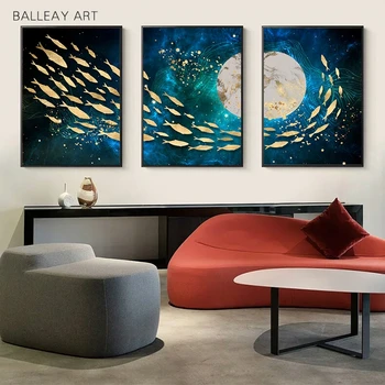 BALLEAY ART Poster and Prints Abstract Moon Fish Canvas Painting For Living Room Wall Art Painting Home Art Decoration Pictures
BALLEAY ART Poster and Prints Abstract Moon Fish Canvas Painting For Living Room Wall Art Painting Home Art Decoration Pictures