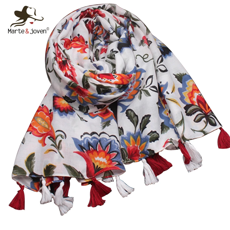Marte&Joven Elegant Art Flower Printing Cotton Scarf Shawls for Women Oversized Colorful Spring Autumn Warm Tassel Scarves Hijab
Marte&Joven Elegant Art Flower Printing Cotton Scarf Shawls for Women Oversized Colorful Spring Autumn Warm Tassel Scarves Hijab