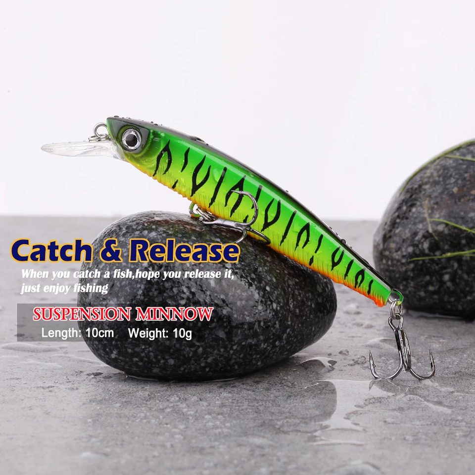 2019 New Arrival 100mm 10g Suspension Minnow Fishing Lures Artificial Floating Jekbait Hard Swim Bait for Pike Bass Predator
2019 New Arrival 100mm 10g Suspension Minnow Fishing Lures Artificial Floating Jekbait Hard Swim Bait for Pike Bass Predator