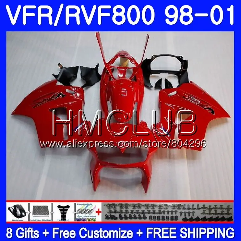 

Body For HONDA VFR800R Interceptor VFR800RR Factory red 98 99 00 01 78HM.9 VFR 800RR 800 RR VFR800 1998 1999 2000 2001 Fairing