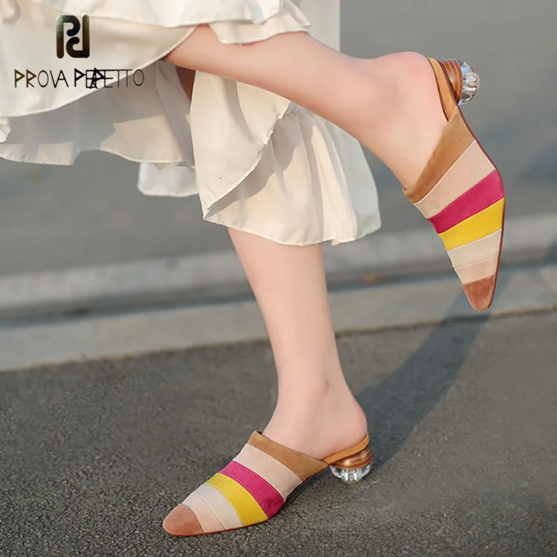 Prova Perfetto New Kid Suede Sandal Woman Pointed Toe Footwear Casual Slides Shoes Unusual Heels Transparent Mules Shoes Woman
Prova Perfetto New Kid Suede Sandal Woman Pointed Toe Footwear Casual Slides Shoes Unusual Heels Transparent Mules Shoes Woman