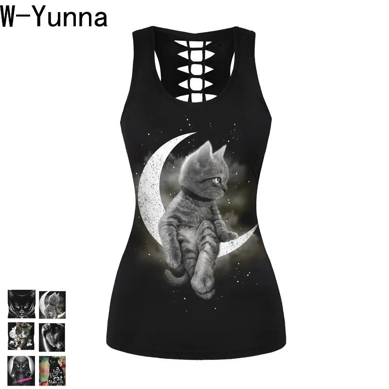 W-Yunna Fashion Tops 2019 Gothic Cat Print Hollow Out Tank Tops Women Black Slim O-neck Sexy Summer Top Streetwear Halter Top
W-Yunna Fashion Tops 2019 Gothic Cat Print Hollow Out Tank Tops Women Black Slim O-neck Sexy Summer Top Streetwear Halter Top