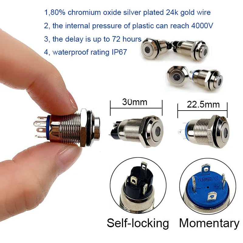 12mm Metal button switch momentary latching point long LED light waterproof 3V 6V 12V 24V 36V 220V red yellow blue green white
12mm Metal button switch momentary latching point long LED light waterproof 3V 6V 12V 24V 36V 220V red yellow blue green white