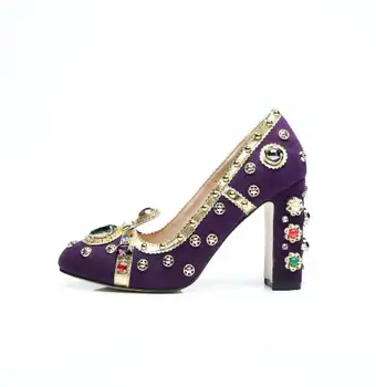 Hot Selling Purple Suede Crystal Embellished Thick Heels Woman Shoes Round Toe Colorful Rhinestones High Heel Shoe
Hot Selling Purple Suede Crystal Embellished Thick Heels Woman Shoes Round Toe Colorful Rhinestones High Heel Shoe