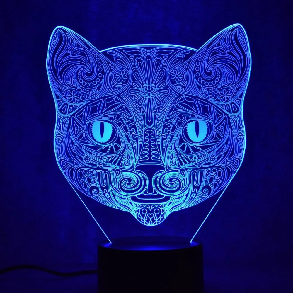 Creative 3D Colorful Visual Led Abstract Cat Head Shape Night Lights Usb Animal Table Lamp Bedroom Sleep Lighting Fixture Decor
Creative 3D Colorful Visual Led Abstract Cat Head Shape Night Lights Usb Animal Table Lamp Bedroom Sleep Lighting Fixture Decor