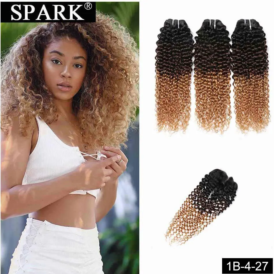 Ombre SPARK Brazilian Human Hair Weave Bundles With Closure Afro Kinky Curly Hair With Closure Medium Ratio Remy Human Hair Ombre SPARK Brazilian Human Hair Weave Bundles With Closure Afro Kinky Curly Hair With Closure Medium Ratio Remy Human Hair