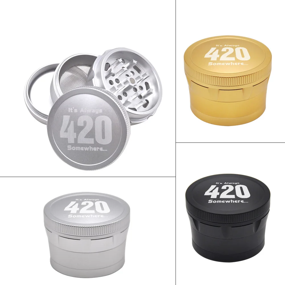 

HONEYPUFF Aircraft Aluminum Herb Grinder with Diamond Teeth 63 MM 4 Layers Tobacco Grinder Crusher Spice Grinder