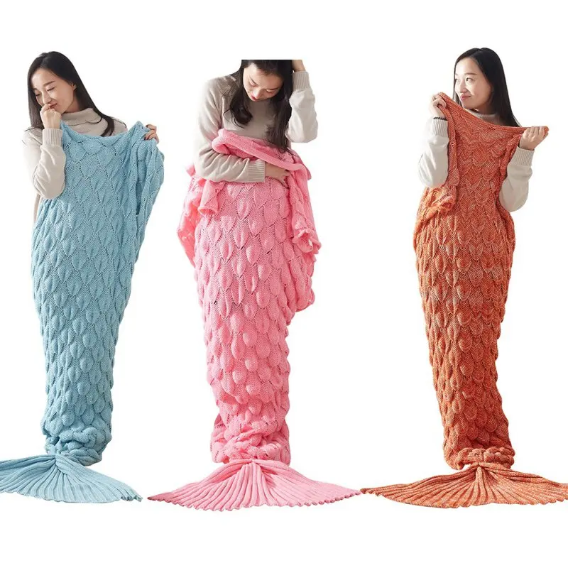 Mermaid Tail Blanket Yarn Knitted Handmade Crochet Mermaid Blanket Kids Throw Bed Wrap All Seasons Sleeping Knitted Blankets
Mermaid Tail Blanket Yarn Knitted Handmade Crochet Mermaid Blanket Kids Throw Bed Wrap All Seasons Sleeping Knitted Blankets