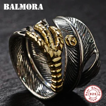 BALMORA 925 Sterling Silver Feather Eagle Claw Open Rings for Men Gift Fashion Ring Vintage Thai Silver Jewelry Anillos SY22052
BALMORA 925 Sterling Silver Feather Eagle Claw Open Rings for Men Gift Fashion Ring Vintage Thai Silver Jewelry Anillos SY22052