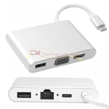 USB 3.1 Type-C to VGA & HDMI & USB HUB OTG & Ethnernet & PD Charger Dock Adapter for Laptop
USB 3.1 Type-C to VGA & HDMI & USB HUB OTG & Ethnernet & PD Charger Dock Adapter for Laptop