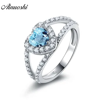 AINUOSHI Natural Blue Topaz Heart Ring Engagement Wedding Ring 2 Rows Drill 0.75ct Heart Cut Halo Ring Pure 925 Silver Jewelry 
AINUOSHI Natural Blue Topaz Heart Ring Engagement Wedding Ring 2 Rows Drill 0.75ct Heart Cut Halo Ring Pure 925 Silver Jewelry