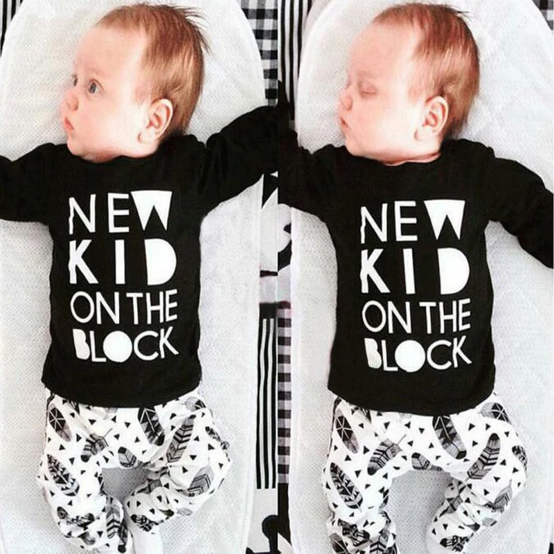 2017 autumn baby boy clothes baby clothing set fashion cotton long-sleeved letter t-shirt+pants newborn baby bebe clothing set