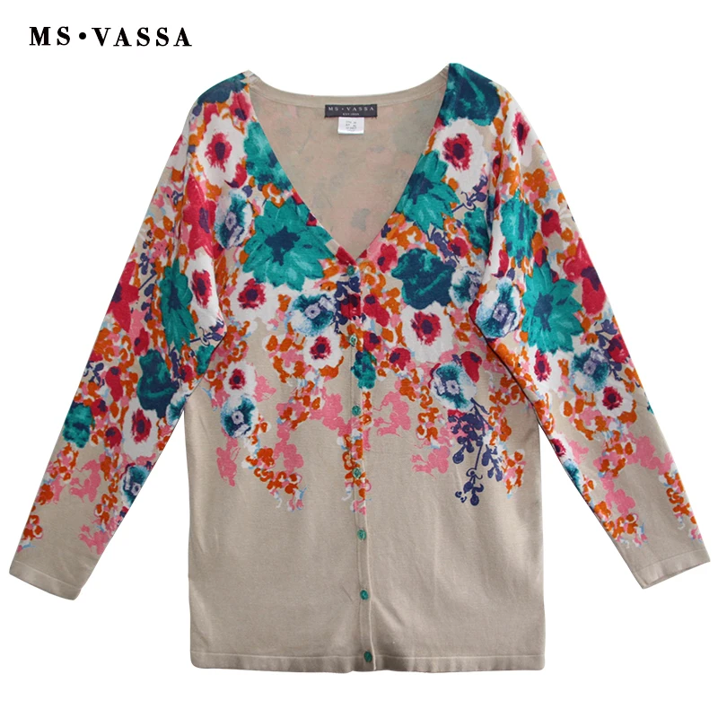 MS VASSA Women Print Floral Sweaters 2018 New Autumn V-Neck Big Size Cardigans Ladies Jumpers Long Sleeve Oversized Outwear
MS VASSA Women Print Floral Sweaters 2018 New Autumn V-Neck Big Size Cardigans Ladies Jumpers Long Sleeve Oversized Outwear
