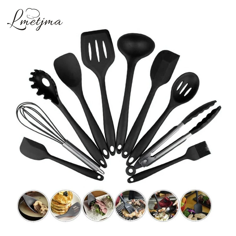 LMETJMA 10pcs/set Silicone Heat Resistant Kitchen Cooking Utensils Set Non-Stick Cooking Tools Set Turner Whisk Spatula Tongs
LMETJMA 10pcs/set Silicone Heat Resistant Kitchen Cooking Utensils Set Non-Stick Cooking Tools Set Turner Whisk Spatula Tongs