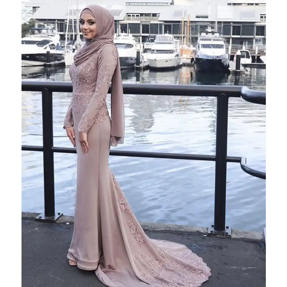 Robe Soiree Hijab Elegant Muslim Evening Dress 2019 Long Sleeve Gown Aliexpress