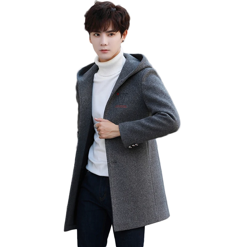 2019 Spring autumn New Fashion Boutique Solid Color Casual Business Men's Long Hooded Woolen coat/Mens Grey Long Woolen Jackets
2019 Spring autumn New Fashion Boutique Solid Color Casual Business Men's Long Hooded Woolen coat/Mens Grey Long Woolen Jackets