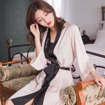 Feier Women's Lingerie Robe Satin Silk Woman Robe Female Bathrobe Womens Robes Sleepwear Ladies Sexy Robe for Women 
Feier Women's Lingerie Robe Satin Silk Woman Robe Female Bathrobe Womens Robes Sleepwear Ladies Sexy Robe for Women