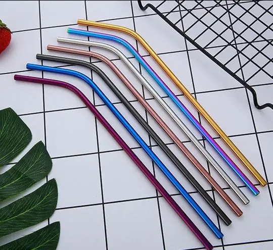 20pcs/lot 240mm*6mm Colorful Straw 304 Stainless Steel Straws Reusable Bent Metal Drinking Straw with Cleaner Brush
20pcs/lot 240mm*6mm Colorful Straw 304 Stainless Steel Straws Reusable Bent Metal Drinking Straw with Cleaner Brush