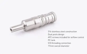 Vapesoon Rebuildable FEV VS Mini Style 316SS RTA Tank Atomizer 17mm Diameter for 510 Thread e-Cigarette Vape Mod
Vapesoon Rebuildable FEV VS Mini Style 316SS RTA Tank Atomizer 17mm Diameter for 510 Thread e-Cigarette Vape Mod