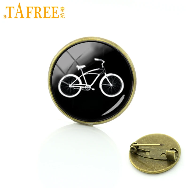 

TAFREE Sports bike silhouette pins vintage ethnic style bicycle car tractor brooches men women hipster accessories badge T640