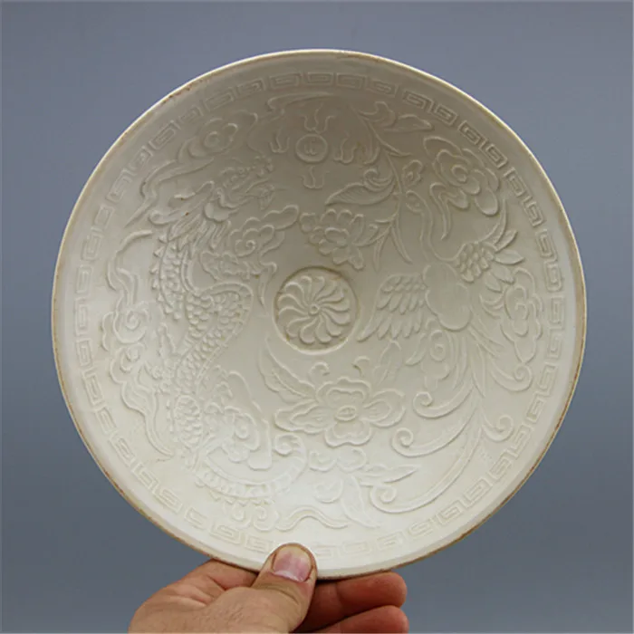 

#1 Rare Song Dynasty(961--1275)Ding Kiln porcelain bowl, carved dragon and phoenix,best collection & adornment, Free shipping