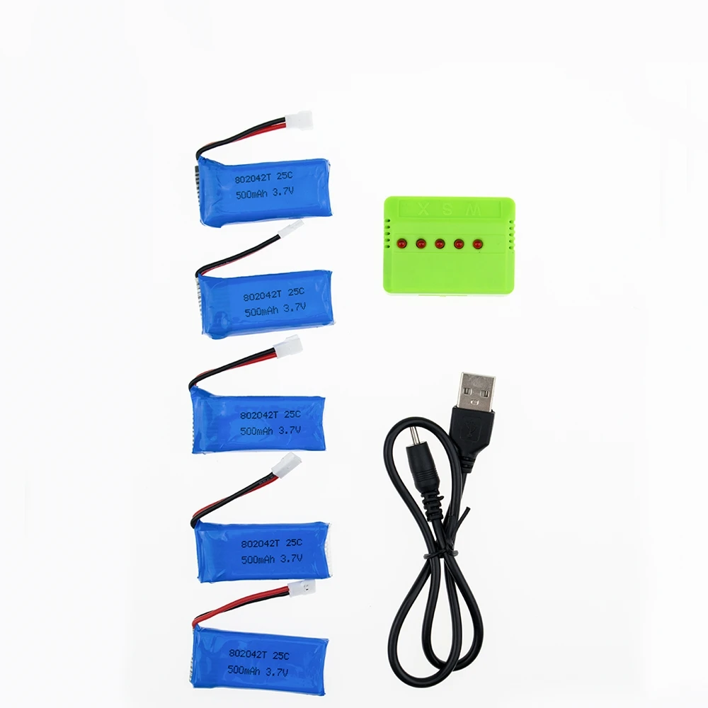 3 7 V 500mAh LiPo батарея 5 шт с зарядным устройством для Hubsan H107 h107c JXD385 YD928 U816 rc серии Wltoys