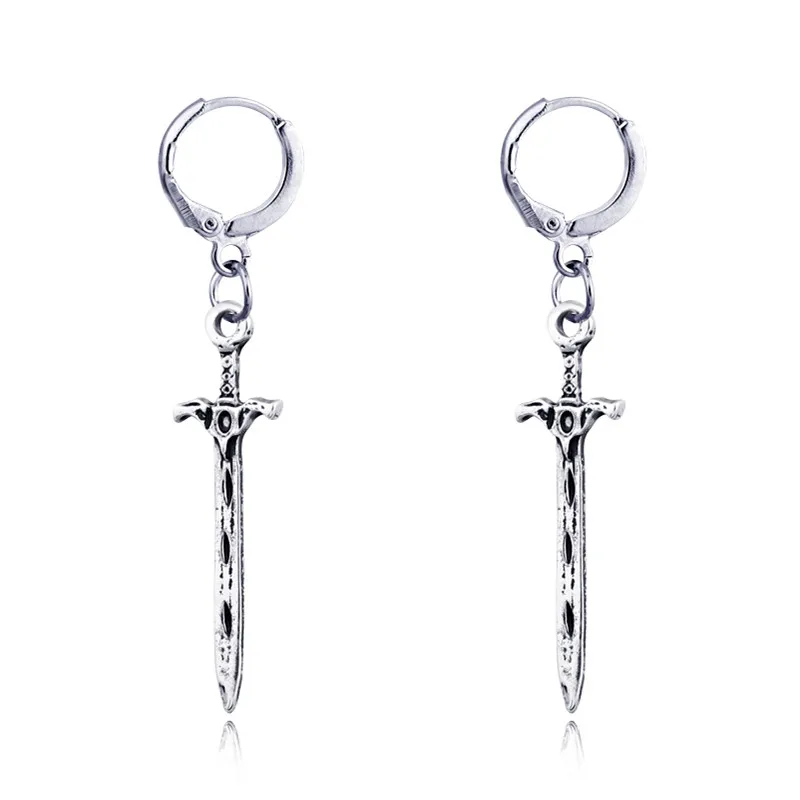 1pair Punk Hero Sword Pendant Hoop Earrings For Women European Personality Silver Color Long Pendant Circle Jewelry Brincos E101
1pair Punk Hero Sword Pendant Hoop Earrings For Women European Personality Silver Color Long Pendant Circle Jewelry Brincos E101
