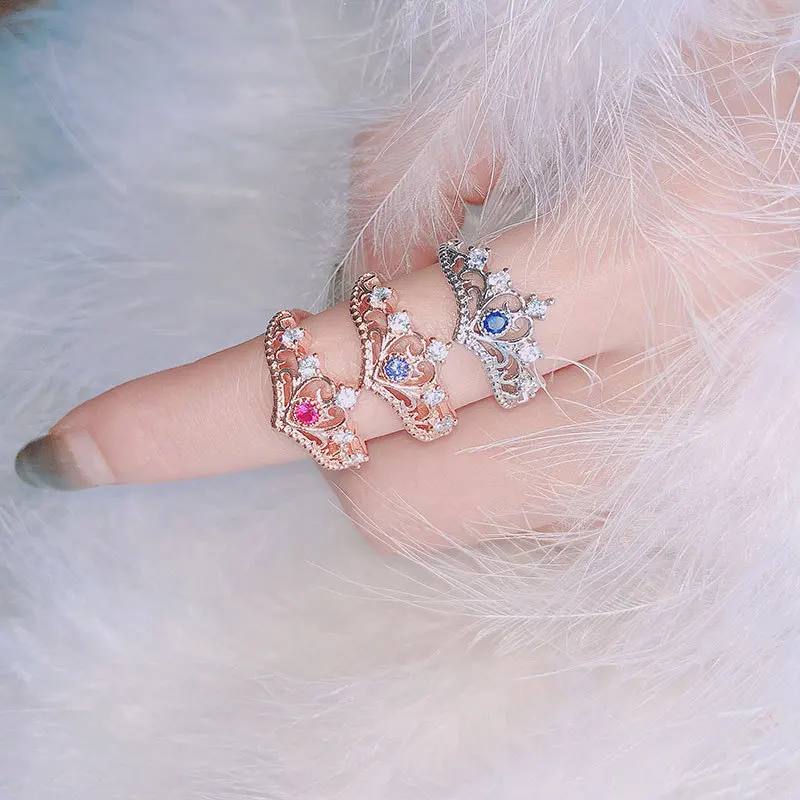 Princess Crown Style Rings For Women Luxury Hollow Out Rose & White Gold Color Fashion Jewelry Gift Girls | Украшения и