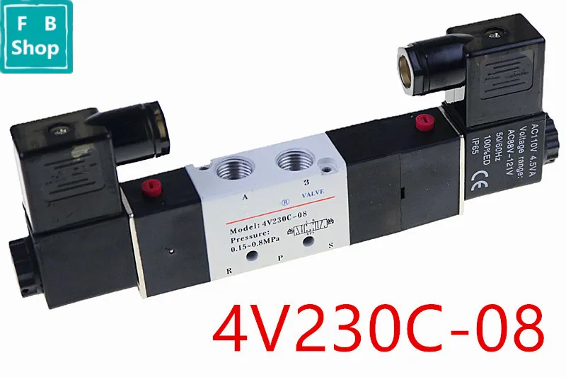 

1PCS 4V230C-08 1/4'' Ports DC 24V 3 Position 5 Way Air Solenoid Valve DC12V DC24V AC110V AC220V AC380V