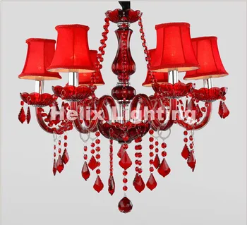 Free Shipping Luxury Red Chandelier Lustre Crystal Chandeliers Abajur Without Lampshade Red lustres De Teto K9 Chandeliers