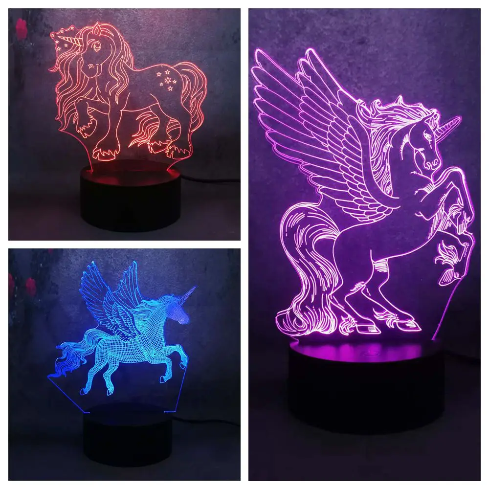 Hot 2019 cute cartoon unicorn 3D LED night light 7 color colorful change Christmas Decor gift toy child sleep decor touch Lamp
Hot 2019 cute cartoon unicorn 3D LED night light 7 color colorful change Christmas Decor gift toy child sleep decor touch Lamp