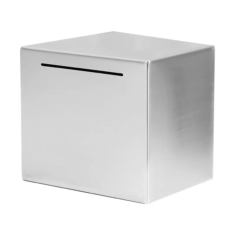 Piggy Bank Stainless Steel Banknote Coin Counting Money Jar Only for Saving Money Cannot Take Out 15x15x15cm
Piggy Bank Stainless Steel Banknote Coin Counting Money Jar Only for Saving Money Cannot Take Out 15x15x15cm