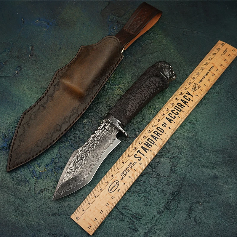 TUREN-VG10 Damascus Steel Fixed Blade Knife With Sheath Non-slip handle Tactical Knives Animal head Hunting Tools With Hammer
TUREN-VG10 Damascus Steel Fixed Blade Knife With Sheath Non-slip handle Tactical Knives Animal head Hunting Tools With Hammer