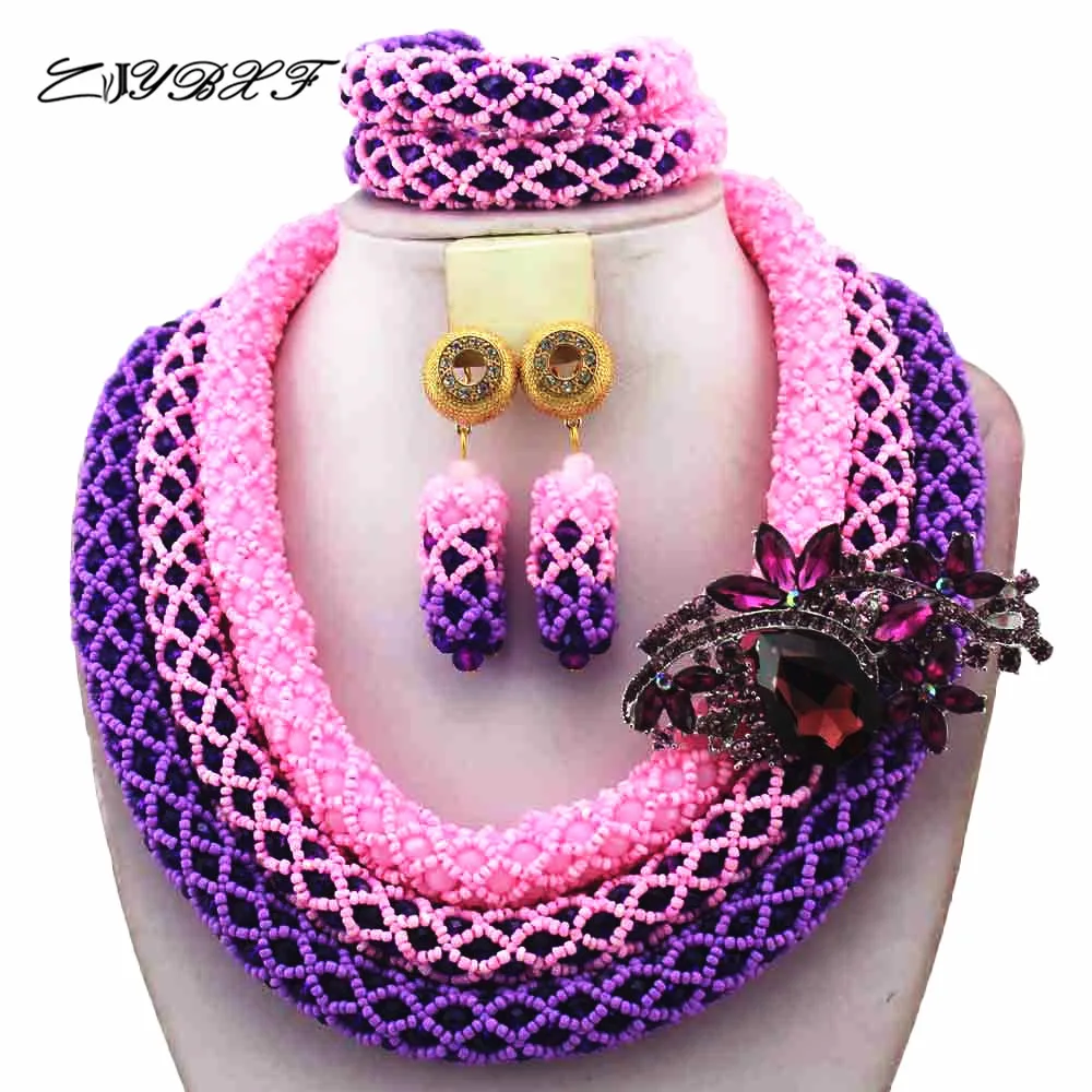 Luxury New Baby Pink/Purple Nigerian Wedding African Beads Jewelry Set Full Beads Statement Necklace Set Free Shipping L1032
Luxury New Baby Pink/Purple Nigerian Wedding African Beads Jewelry Set Full Beads Statement Necklace Set Free Shipping L1032