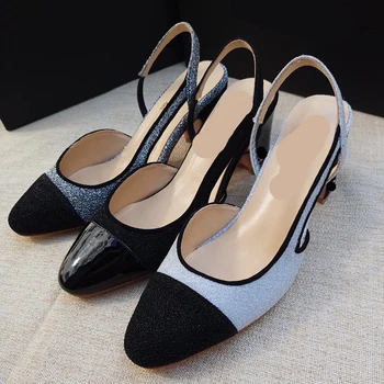 Black Toe Patchwork Women Glitter Pumps Back Strap Slip on Shoes Woman Square Mid Heel Shoes Genuine Leather Wedding High Heels
Black Toe Patchwork Women Glitter Pumps Back Strap Slip on Shoes Woman Square Mid Heel Shoes Genuine Leather Wedding High Heels