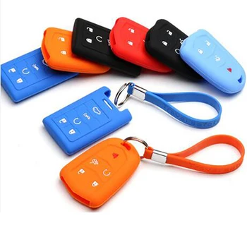 Keyless Entry Remote Key Cover Fob Skin Case Protector Shell Holder Car Key Cover with Key Ring for Cadillac SRX SLS CTS XTS ATS