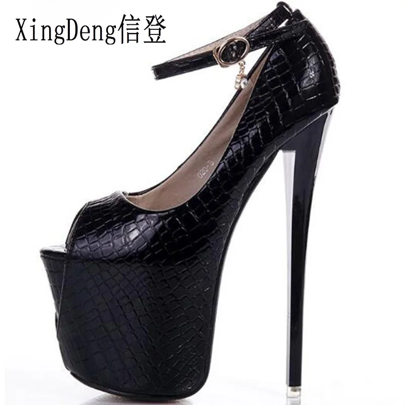 Ladies Sexy Ultra High Heel Shoes Size 19cm Thick Platform Pumps Women Crocodile Pattern Ankle Strap Shoes Size 34-43
Ladies Sexy Ultra High Heel Shoes Size 19cm Thick Platform Pumps Women Crocodile Pattern Ankle Strap Shoes Size 34-43