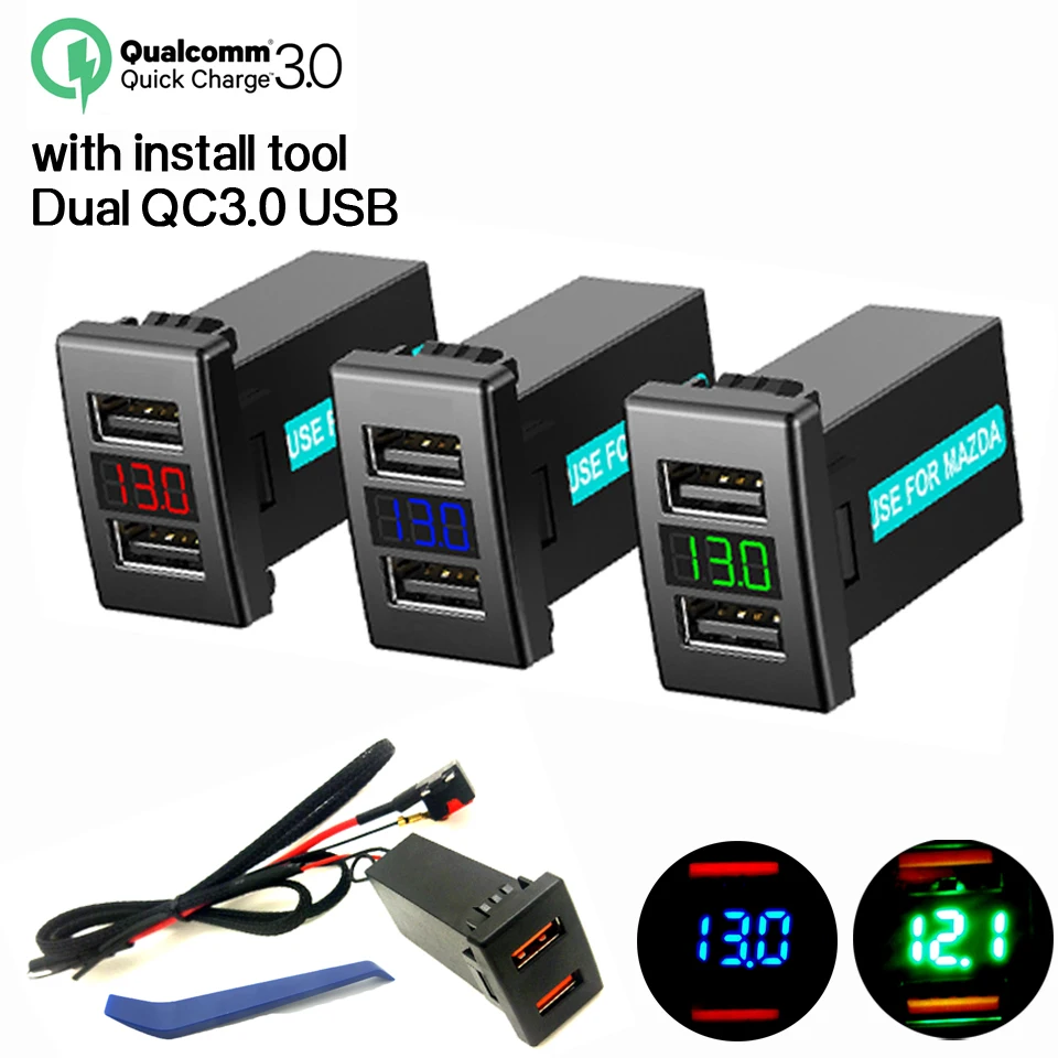 CHELINK Dual Usb Car Charger 12V For Mazda Auto LED Voltmeter Socket Adapter Charging For iPhone Samsung xiaomi iPad etc
CHELINK Dual Usb Car Charger 12V For Mazda Auto LED Voltmeter Socket Adapter Charging For iPhone Samsung xiaomi iPad etc