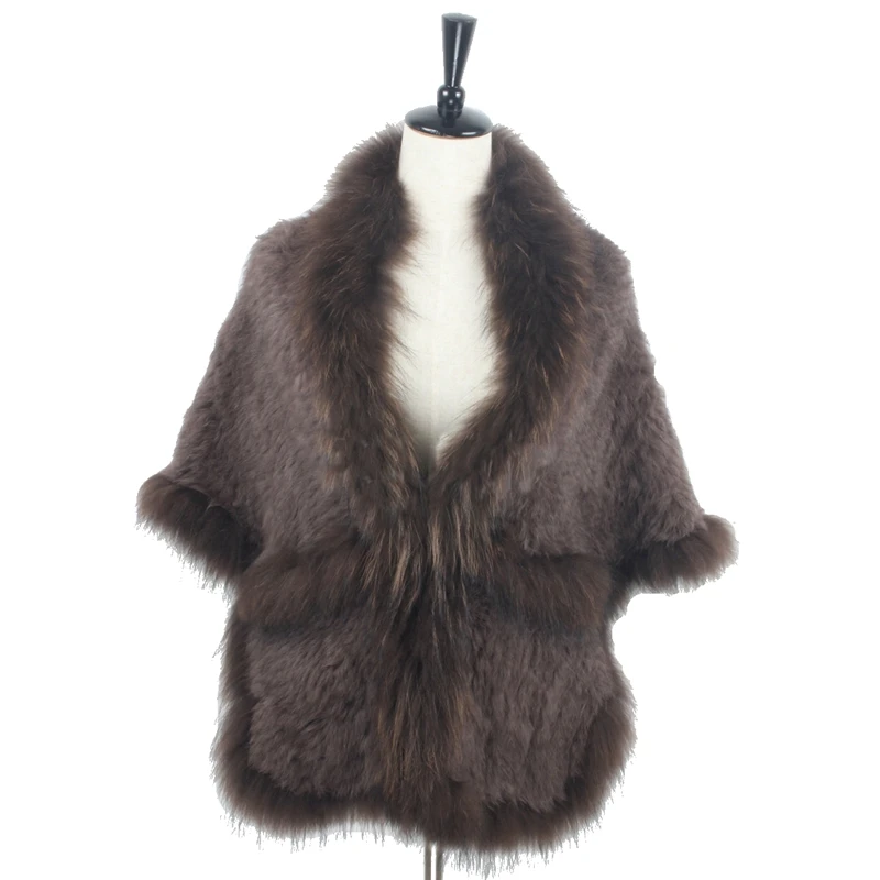 Lady Genuine Knitted Rabbit Fur Poncho Shawls with Raccoon Fur Trimming Women Fur Pullover Female Pashmina Wraps LF5019
Lady Genuine Knitted Rabbit Fur Poncho Shawls with Raccoon Fur Trimming Women Fur Pullover Female Pashmina Wraps LF5019