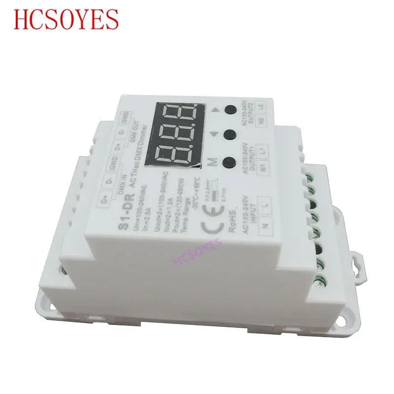 S1-DR AC100V-240V DIN rail 2 Channel 2CH AC Triac DMX Dimmer, Dual channel output Silicon DMX512 LED controller
S1-DR AC100V-240V DIN rail 2 Channel 2CH AC Triac DMX Dimmer, Dual channel output Silicon DMX512 LED controller