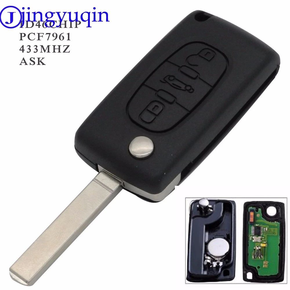 jingyuqin 3Button Remote Car Flip Folding Key For Peugeot 307 407 308 607 433MHz Electronic ID46 Chip VA2 Blade CE0536 With Logo
jingyuqin 3Button Remote Car Flip Folding Key For Peugeot 307 407 308 607 433MHz Electronic ID46 Chip VA2 Blade CE0536 With Logo