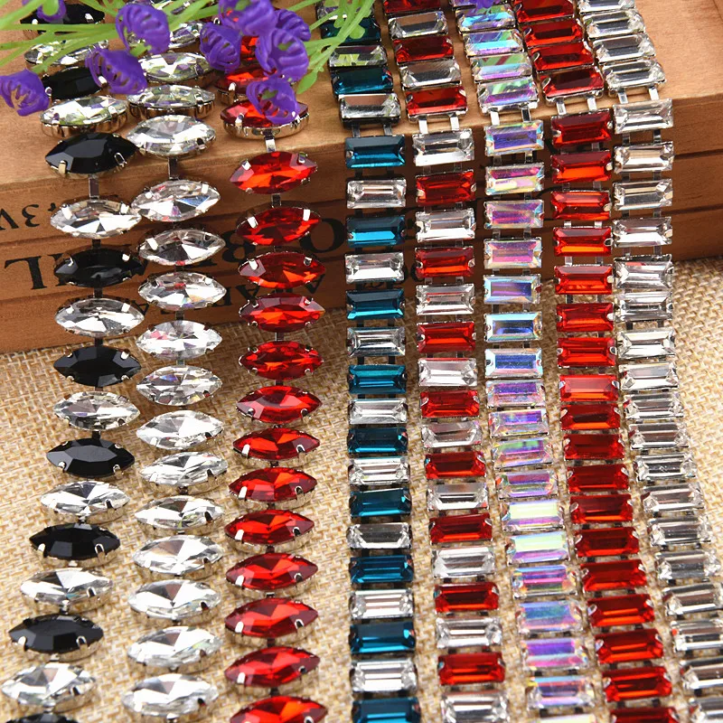 1Yard 7*15mm Horse eye shape Beautiful Rhinestone Crysta flower chainl silver Tone Chain Costume Applique Trims Sewing
1Yard 7*15mm Horse eye shape Beautiful Rhinestone Crysta flower chainl silver Tone Chain Costume Applique Trims Sewing