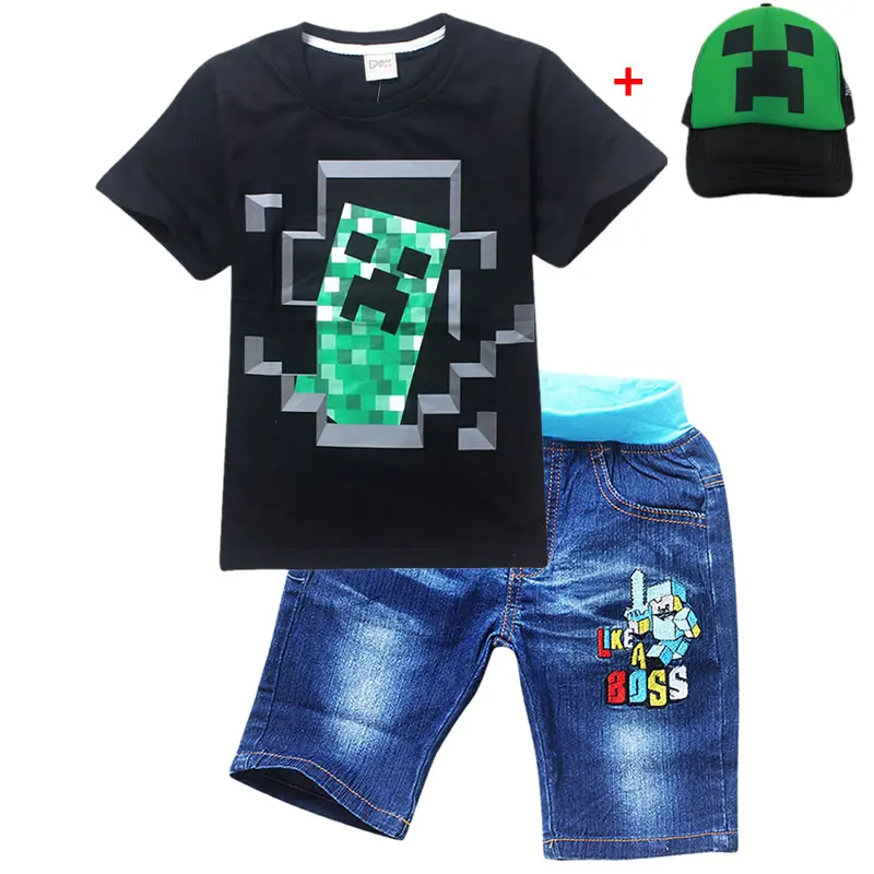 Summer Kids Cartoon Minecraft 3D Print Pattern Boy Cotton Short Sleeve Shirt + Jeans Shorts Children Sportswear Sets Clothes
Summer Kids Cartoon Minecraft 3D Print Pattern Boy Cotton Short Sleeve Shirt + Jeans Shorts Children Sportswear Sets Clothes
