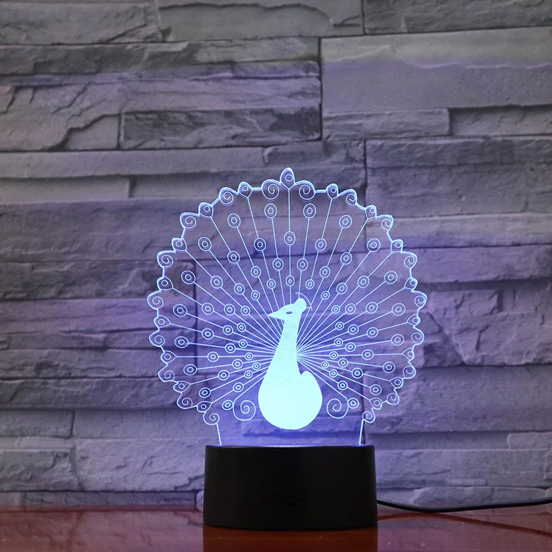 Peacock LED Night Light 3D Illusion 7 Color Changing Decorative Light Child Kids Girl Gift Animals Pavo Desk Night Lamp Bedside
Peacock LED Night Light 3D Illusion 7 Color Changing Decorative Light Child Kids Girl Gift Animals Pavo Desk Night Lamp Bedside