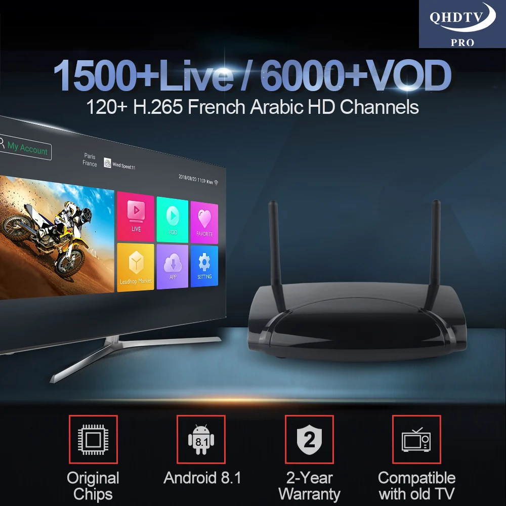 R2 Android 8.1 Smart TV Box RK3229 1 Year QHDTV PRO Code H.265 IPTV Subscription Belgium French Arabic Netherlands Vod IPTV Box
R2 Android 8.1 Smart TV Box RK3229 1 Year QHDTV PRO Code H.265 IPTV Subscription Belgium French Arabic Netherlands Vod IPTV Box