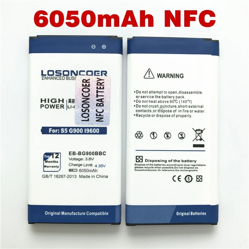 100% Original LOSONCOER 6250mAh EB-BG900BBC NFC for Samsung Galaxy S5 NFC Battery I9600 G9006 G9008 I9602 G900F G900H+ In Stock
100% Original LOSONCOER 6250mAh EB-BG900BBC NFC for Samsung Galaxy S5 NFC Battery I9600 G9006 G9008 I9602 G900F G900H+ In Stock