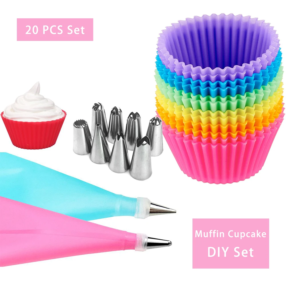 20Pcs/Set Silicone Pastry Bag Tips Kitchen DIY 6 Icing Piping Nozzle Cream Reusable Pastry Bags Cake Decor Bakeware Tools
20Pcs/Set Silicone Pastry Bag Tips Kitchen DIY 6 Icing Piping Nozzle Cream Reusable Pastry Bags Cake Decor Bakeware Tools